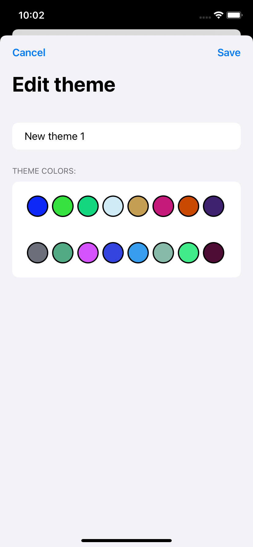 Led app theme editor